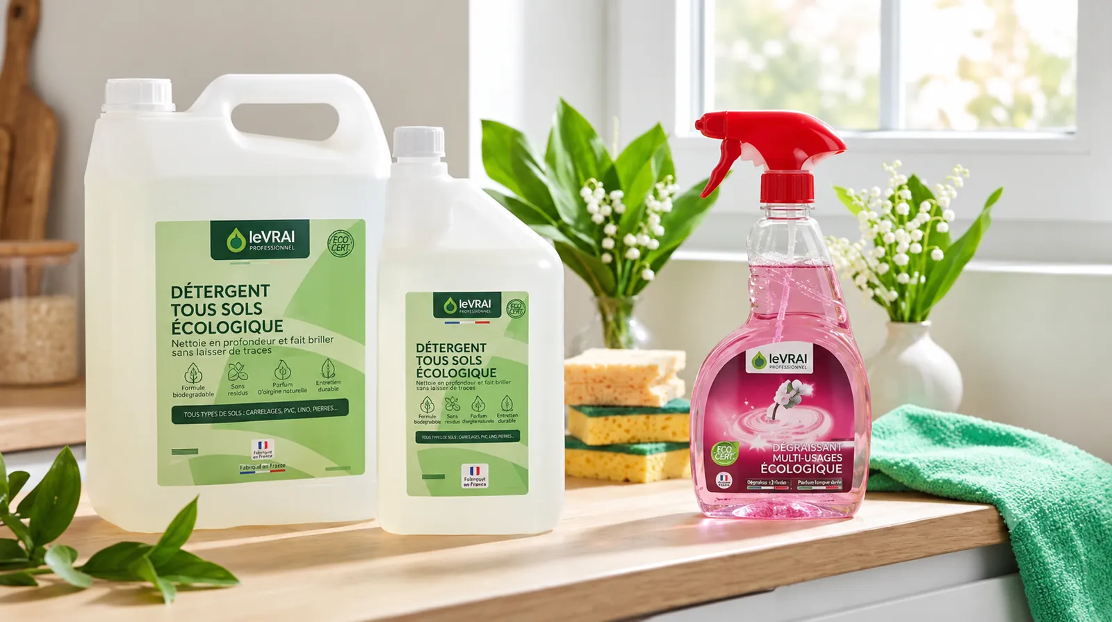 Produits de nettoyage écologiques Le Vrai utilisés par LaToucheClean